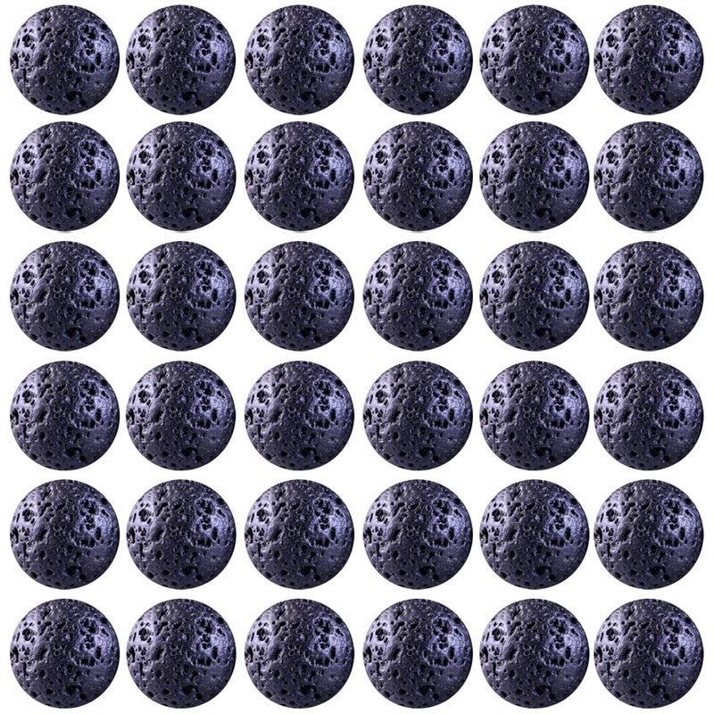 Cmidy Natural Stone Beads 100pcs 8mm Black Lava Round Genuine Stone Beading Loose Gemstone Hole 1mm DIY Beads for Essential Oil Yoga Bracelet Necklace Earrings Jewelry Making (Black Lava Stone Beads,8mm) - Image 1